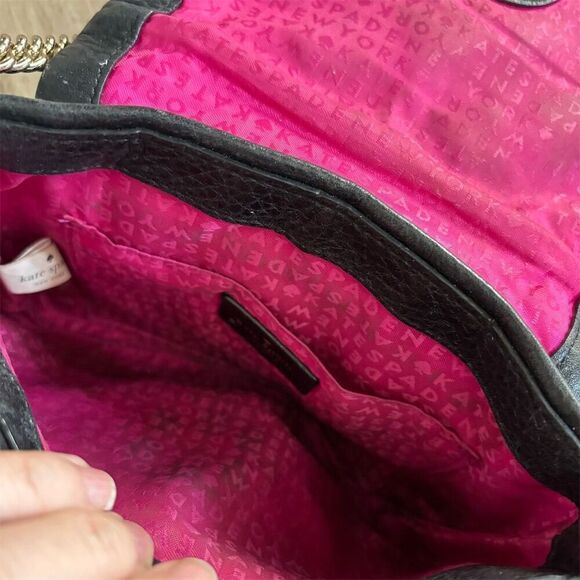 Kate Spade Black Vintage Quilted Leather Crossbody Bag Gold Chain Strap - Picture 7 of 7